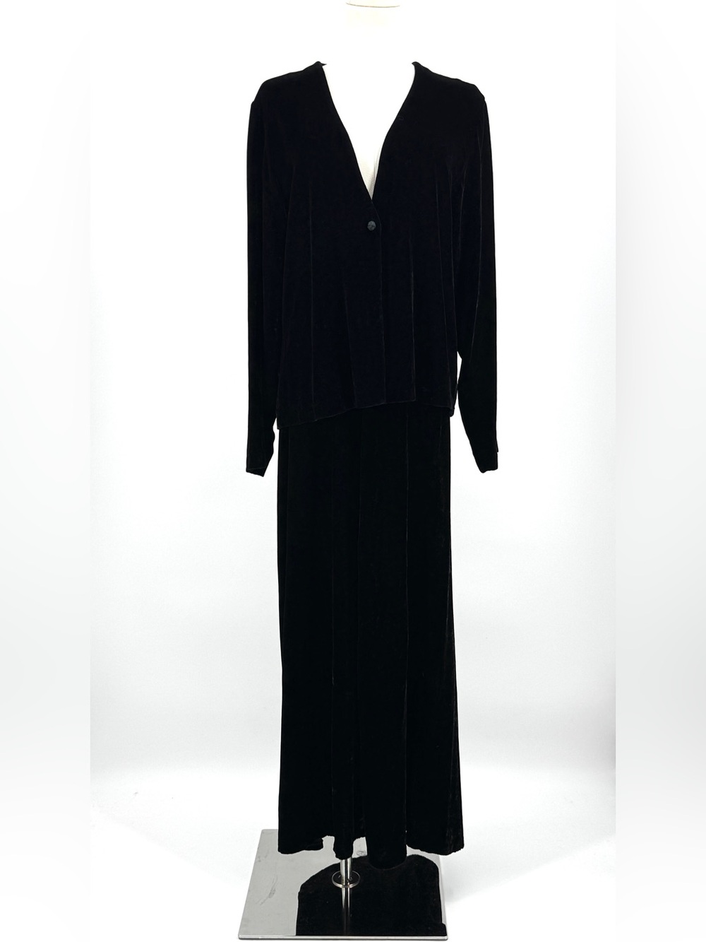 Eileen Fisher One Button Velvet Jacket and Coordinating Velvet Maxi Skirt